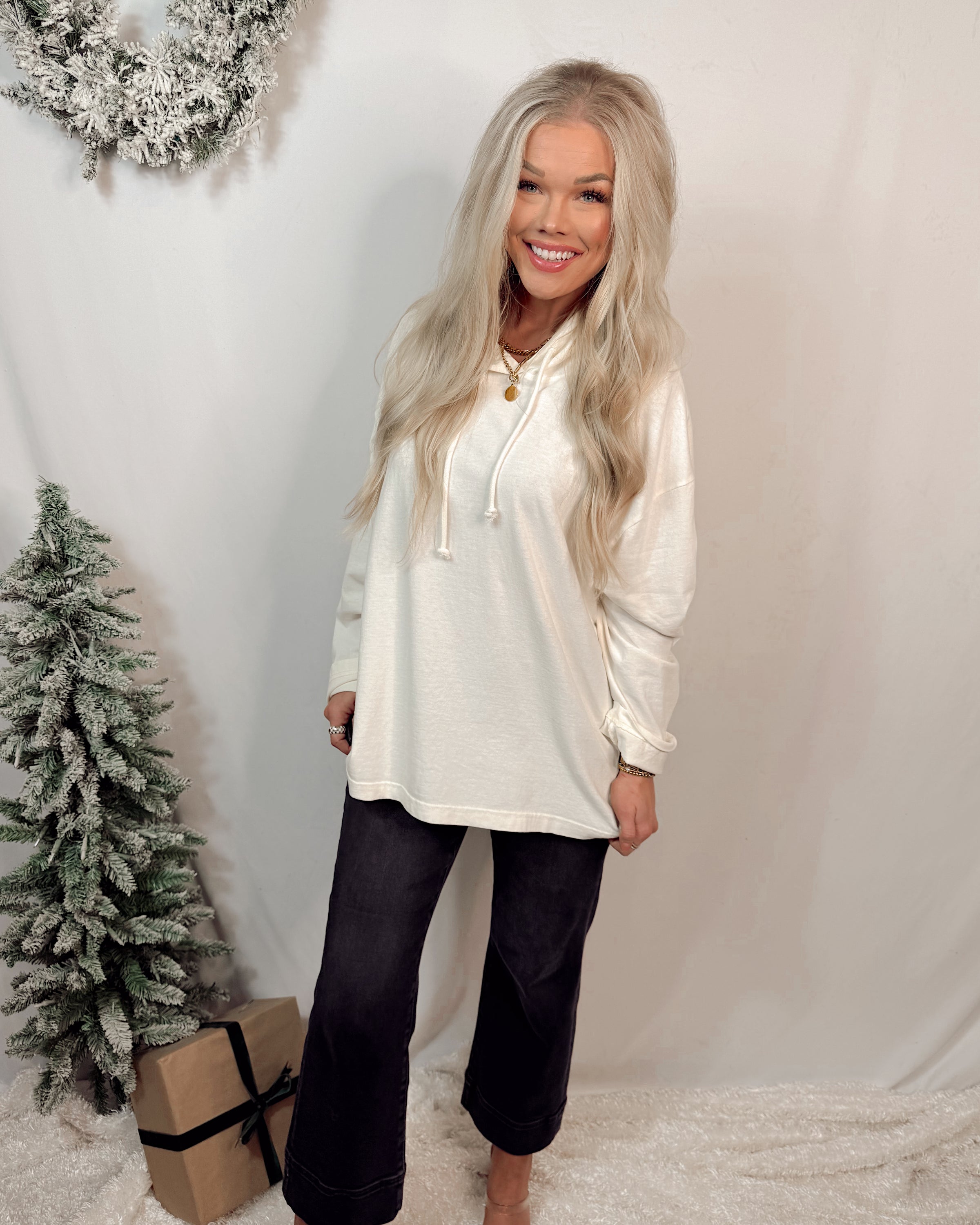 On The Go Oversized Hooded Tunic - Cream
