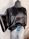 Simply Trendy Sequin Trim Satin Blouse