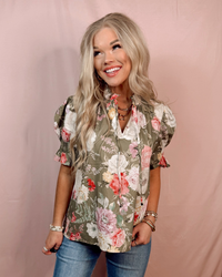 Garden Gala Floral Puff Sleeve Blouse