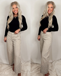 Lady May Lace Embroidered Hem Crop Jeans