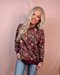 Among The Wildflowers Floral Print Pullover / Top
