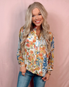 Hues of Botanical Blues Floral Printed Blouse