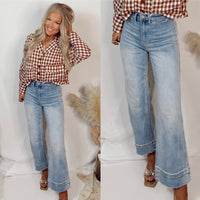 Dreamweaver Denim High Rise Wide Leg Cropped Jeans