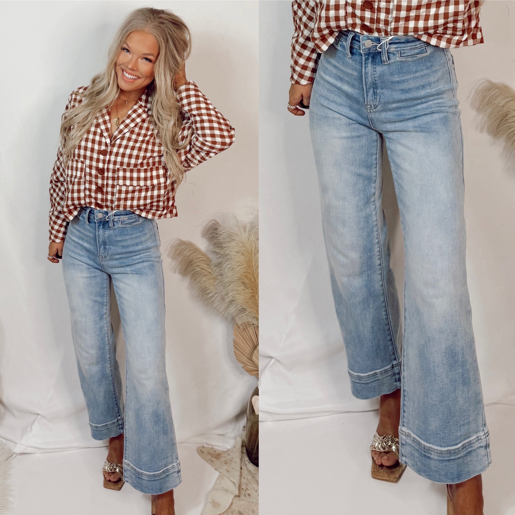 Dreamweaver Denim High Rise Wide Leg Cropped Jeans
