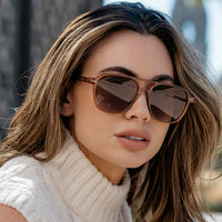 WMP Eyewear Hayden Polarized Sunglasses - Crystal Copper / Brown Gradient Lens