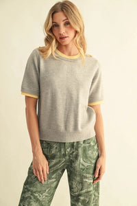 Sunshine On A Cloudy Day Contrast Trim Knit Top