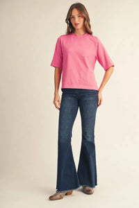 Crush Hour Knit Short Sleeve Top - Bubble Gum Pink