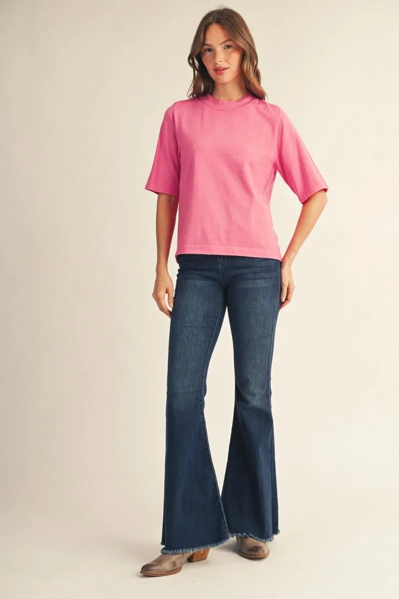 Crush Hour Knit Short Sleeve Top - Bubble Gum Pink