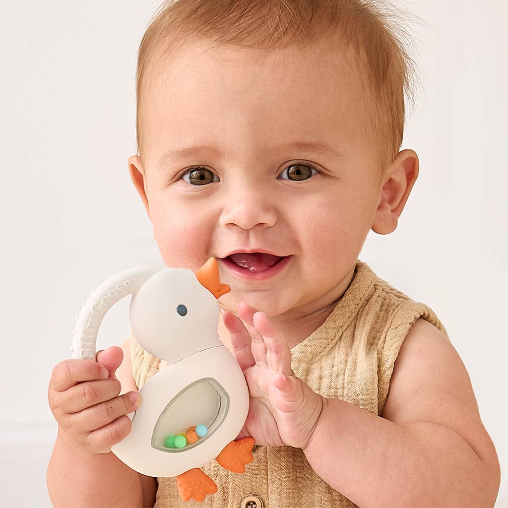 Itzy Ritzy Bitzy Shake - Silicone Teether with Rattle: Goose
