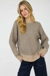 Mini Jacquard Crew Neck Long Sleeve Knit Sweater