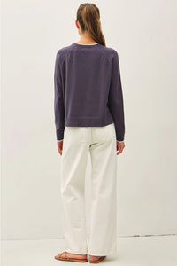Layered Look Knit Sweater Top - Slate