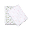 Lulujo Cotton Muslin Swaddle Blankets Set of 2 - Bows & Rose Trellis