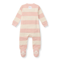 Rugby Stripe Organic Cotton Sleep & Play - Pink Sand