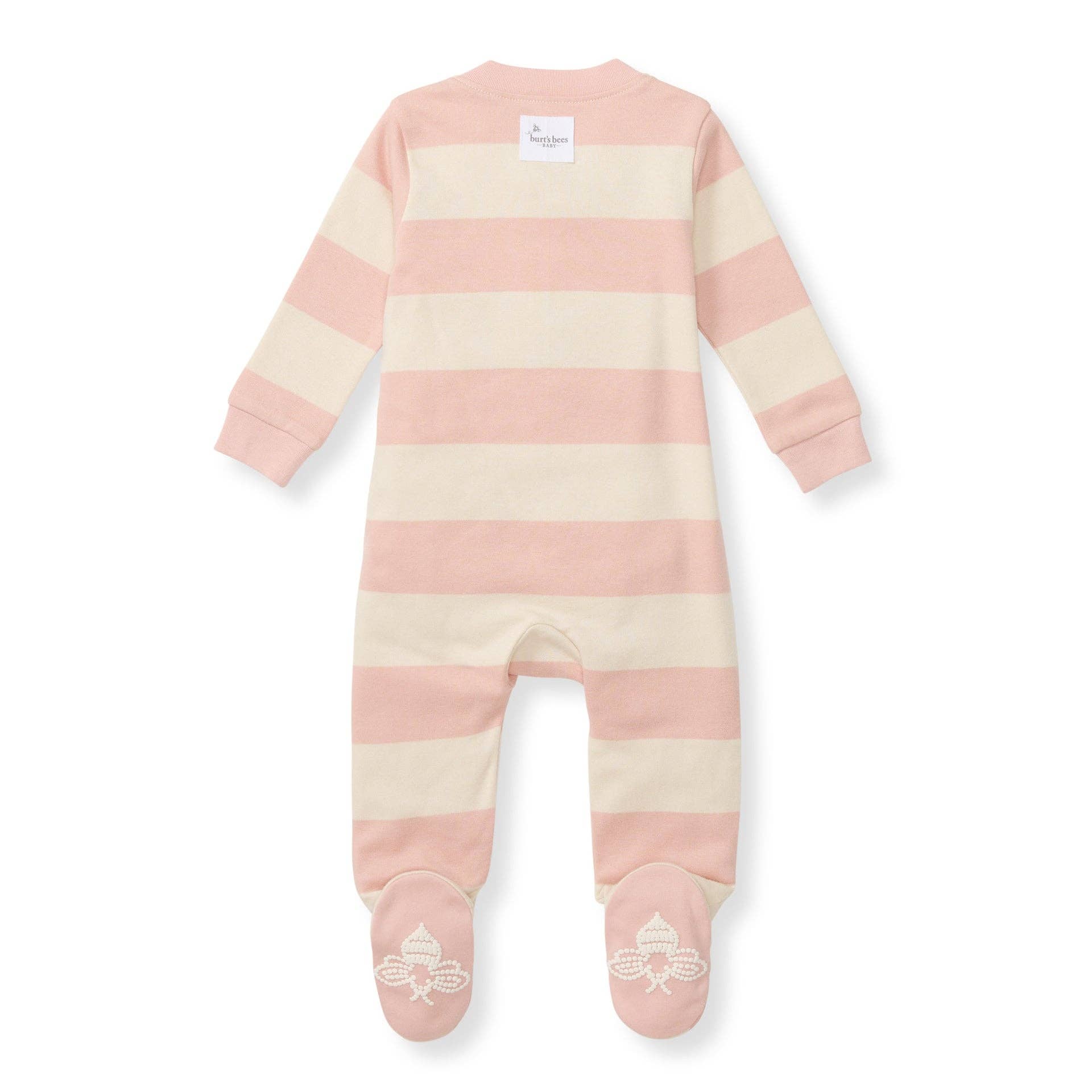 Rugby Stripe Organic Cotton Sleep & Play - Pink Sand