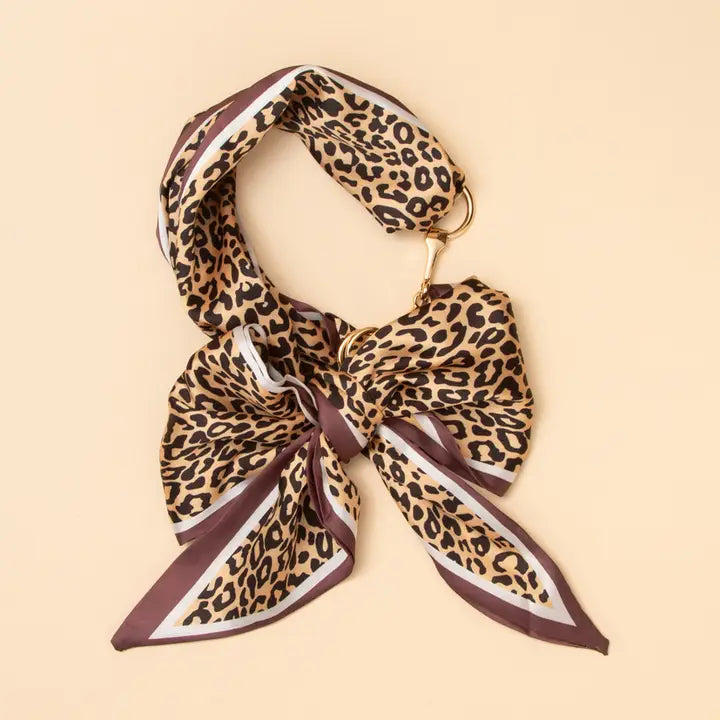 Untamed Elegance Leopard Print Scarf w/ Bit Charm