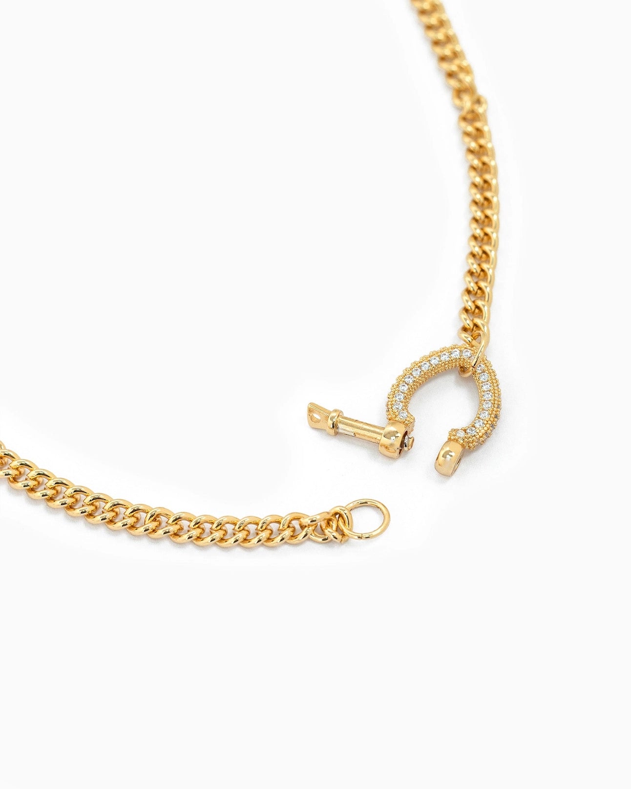Pave Chunky Horsebit Carabiner Necklace