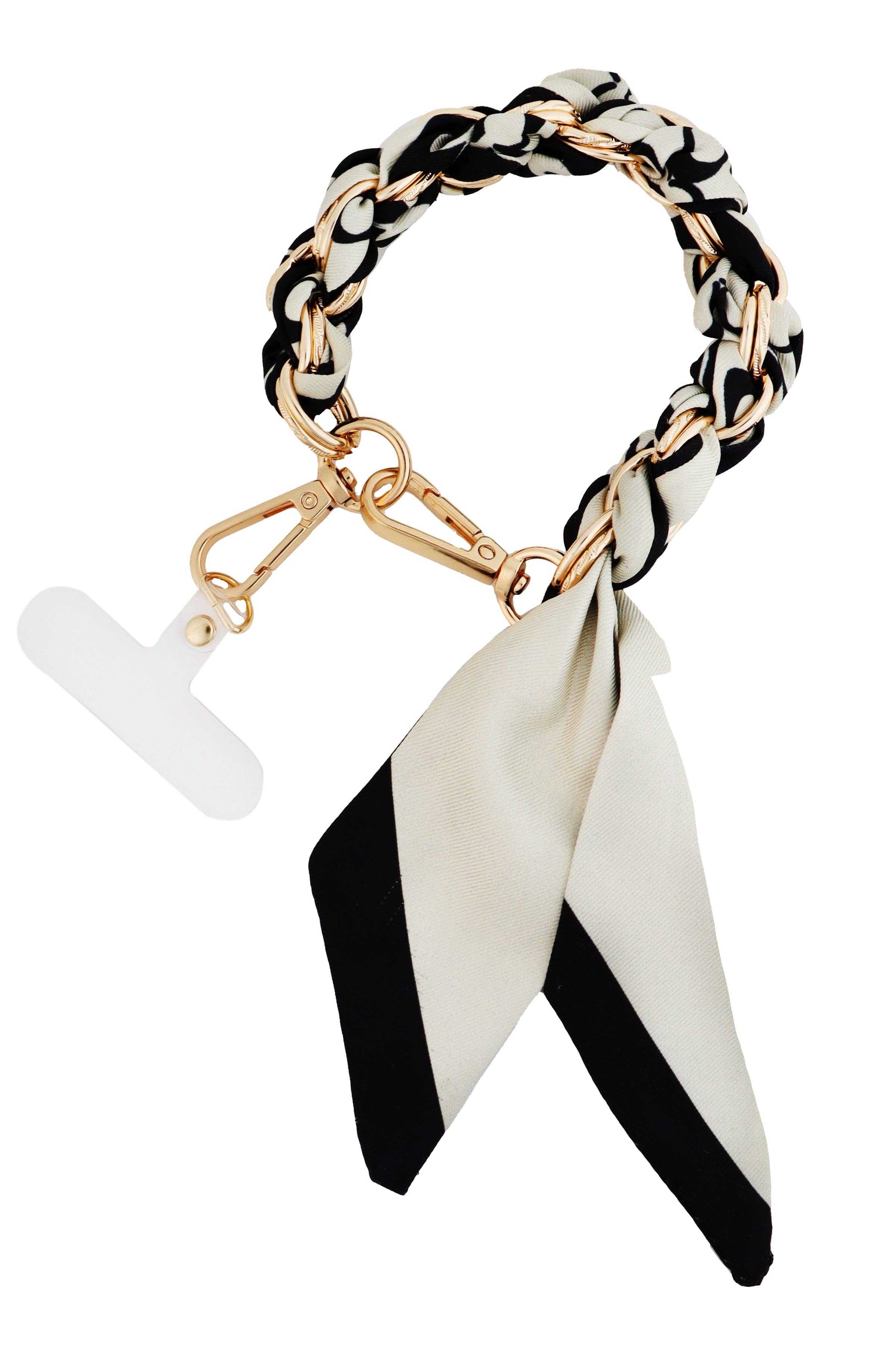 The Signature Essential All-In-One Gold Chain Scarf Accessory - Black+ Cream Neutrals