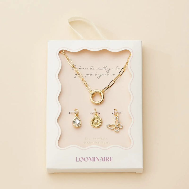 Path To Greatness Gold Dipped Necklace + Charm Trio Set