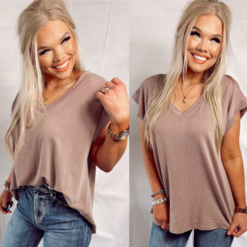 Classic Ribbed V-Neck Top