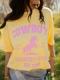 Cowboy Country Club Graphic Tee - Yellow/Pink