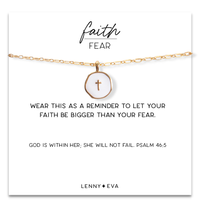 Lenny & Eva | Carded Faith Over Fear Cross Pendant Necklace { Psalm 46:5 }