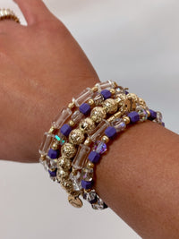 Purple & Gold Game Day Arm Candy 5 Piece Bracelet Set