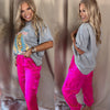 Power Moves Satin Cargo Joggers- Hot Pink