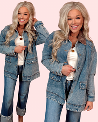 Dusty Trail Corduroy Collar Denim Barn Jacket