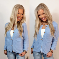 Countryside Chic Lightweight Cardigan - Light Blue