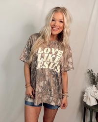 Love Like Jesus Oversized Graphic Tee - Dark Camo