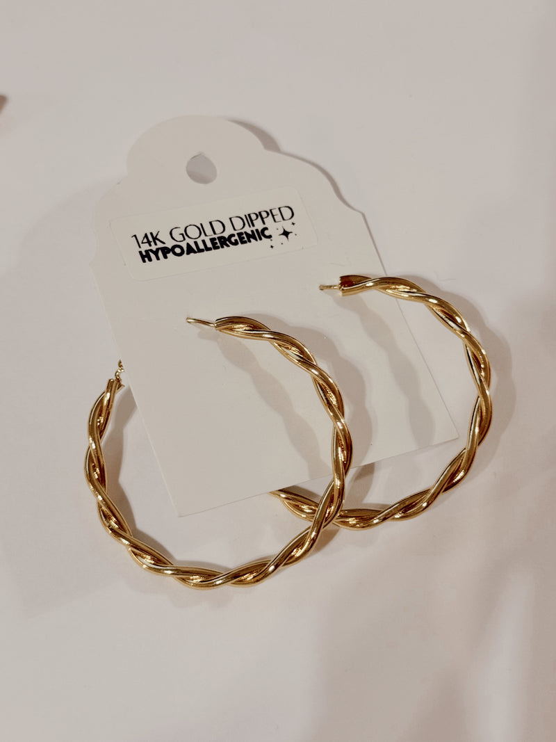 Assorted Staple 14K Gold Dipped Brass Hoop Earrings