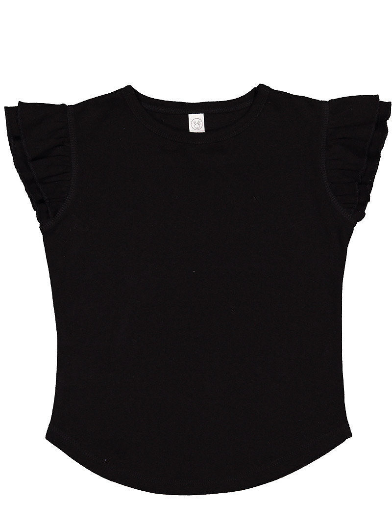 Toddler Girls Flutter Sleeve Tee - Black