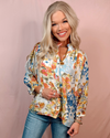 Hues of Botanical Blues Floral Printed Blouse