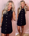 Baccarat Beauty Elegant Button Up Dress - Black