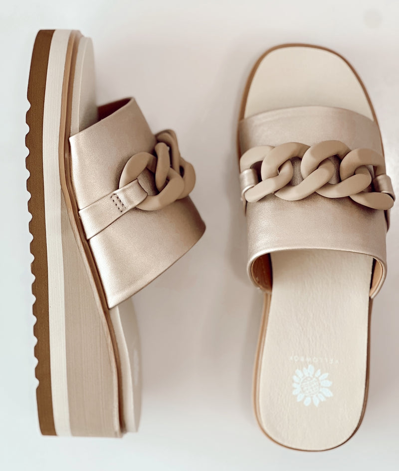 Alora Gold Wedge Slides