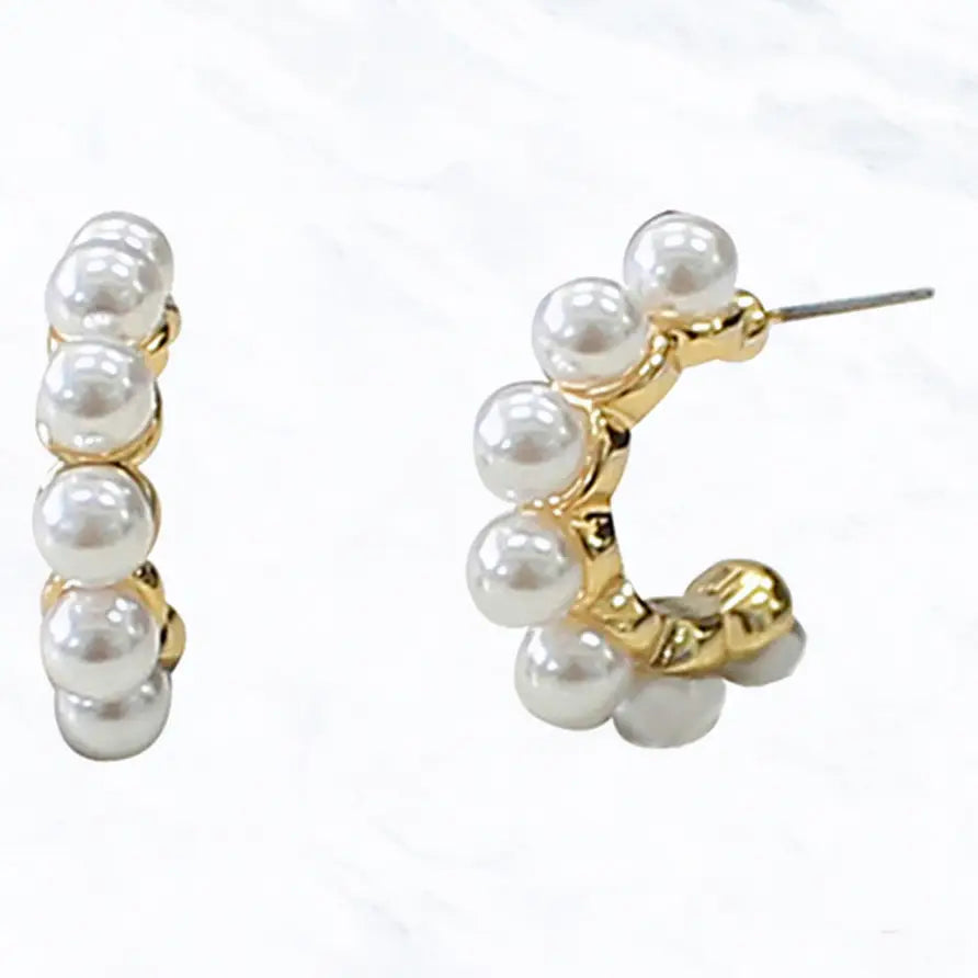 Dainty Pearl Hoop Earrings