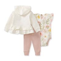 Children's : Girls 'Wild Floral' Jacket + Bodysuit + Bottoms 3-Piece OUTFIT SET