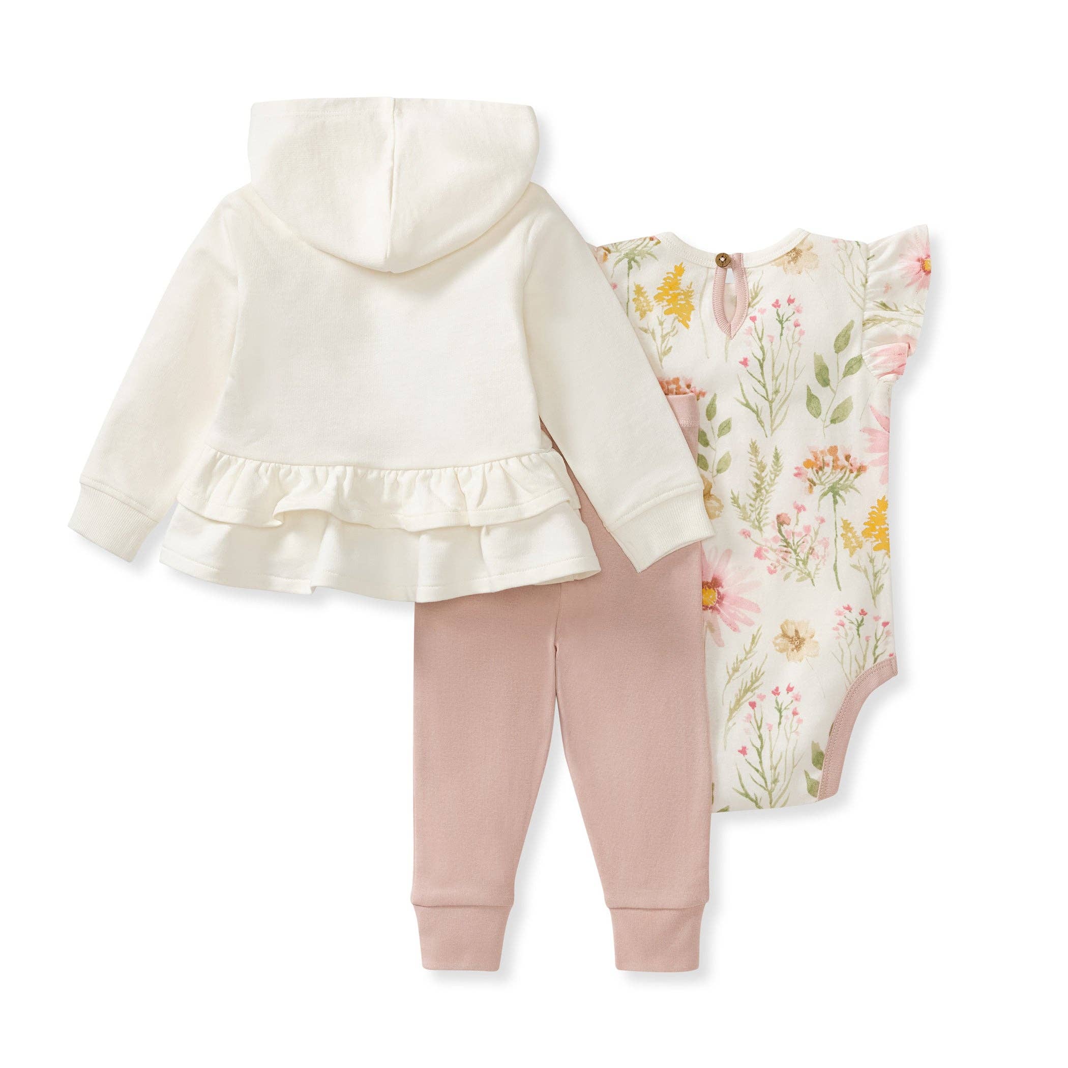 Children's : Girls 'Wild Floral' Jacket + Bodysuit + Bottoms 3-Piece OUTFIT SET