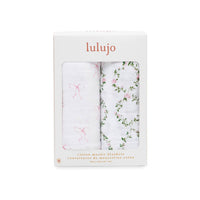 Lulujo Cotton Muslin Swaddle Blankets Set of 2 - Bows & Rose Trellis