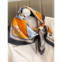 Warm Tones Vintage Equestrian Print Square Scarf