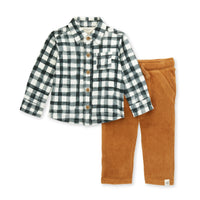 Toddler Gingham Button Down Shirt & Corded Pant Set