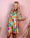 Palm Springs Floral Printed Babydoll Dress