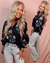 Whimsy Petals Floral Printed Detailed Blouse