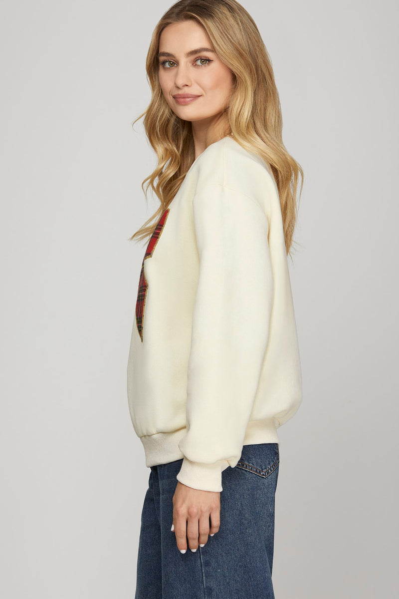 Comfy & Cozy Are We Plaid Bow Knit Sweater