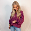 Leisure Meets Luxury Plum Pullover with Gold Detail