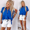 New & Noteworthy Button Up Blouse - Cobalt Blue