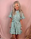 Georgetown Green Floral Ruffle Mini Dress