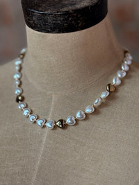 Sweetheart Luster Heart Pearl Necklace - Gold