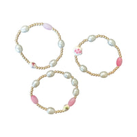 Petals and Pearls Assorted Beaded Stretchy Bracelet Set of 3
