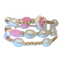 Petals and Pearls Assorted Beaded Stretchy Bracelet Set of 3